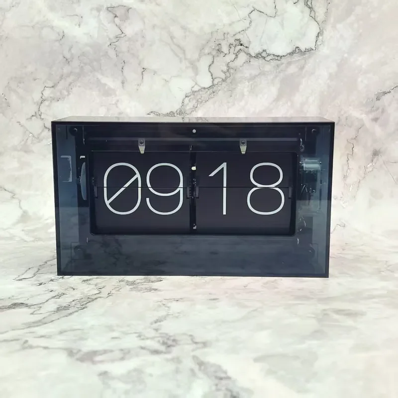 Automatic page turning clock, living room TV cabinet, home decoration ornament, simple square mechanical desk clock, holiday