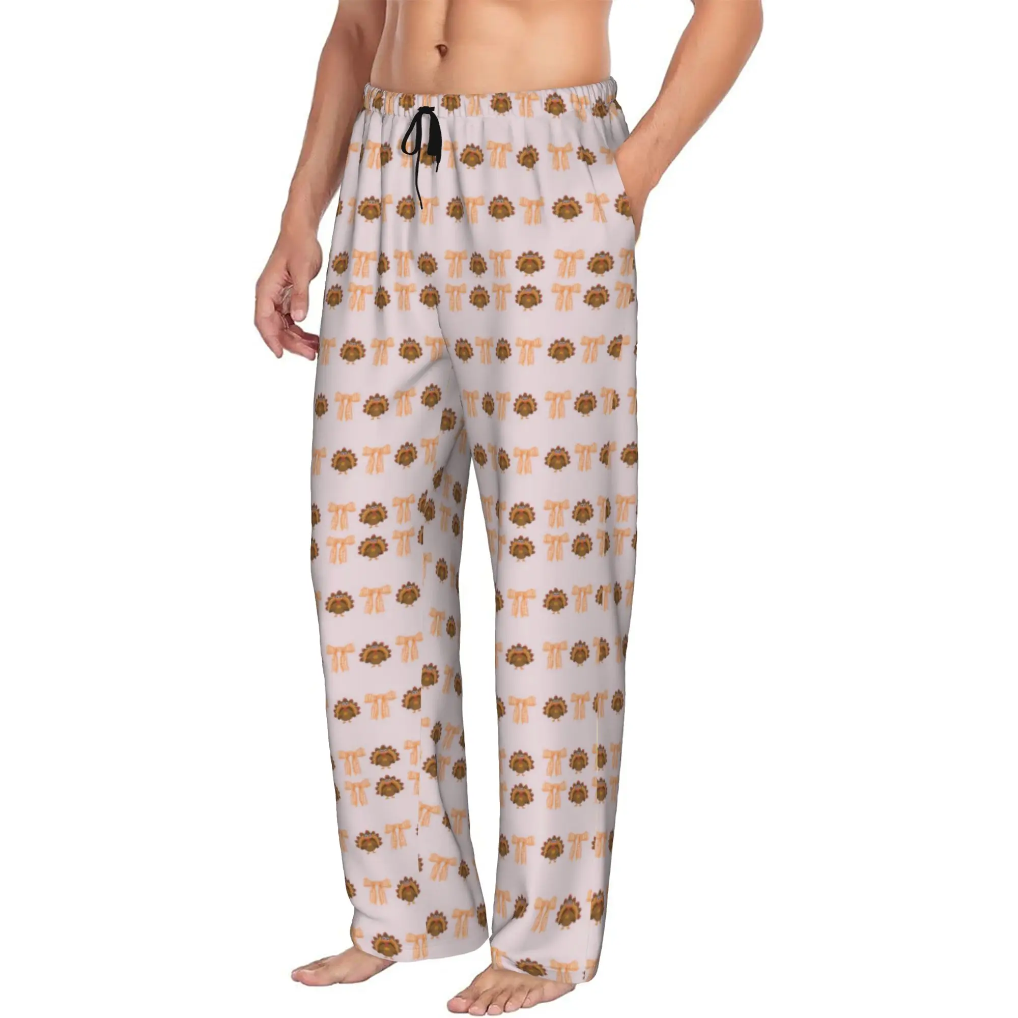 Custom Print Men Thanksgiving Day Pajama Pants  Sleepwear Sleep Lounge Bottoms with Pockets
