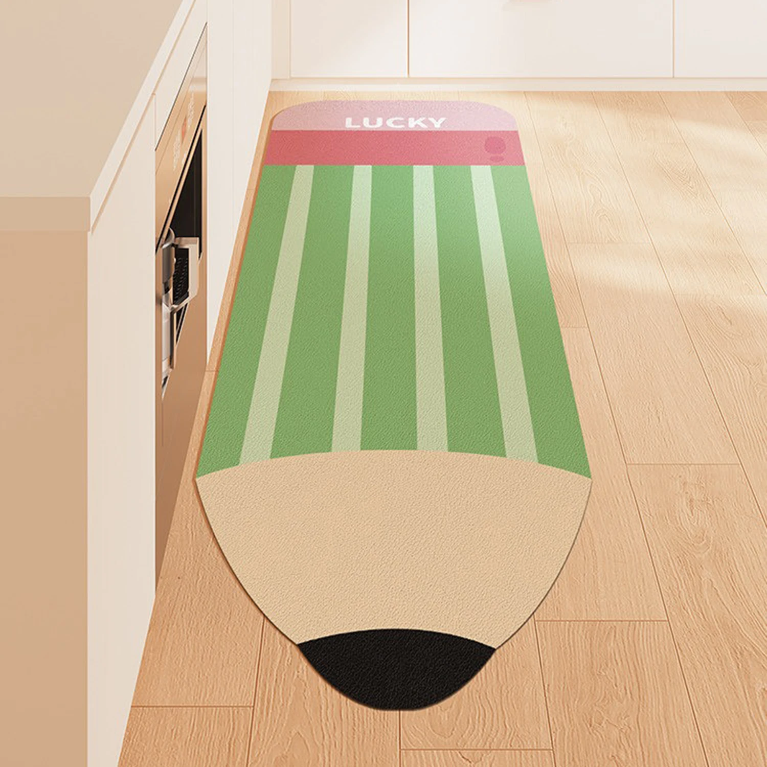 Anti-slip Kitchen Mat Special-shaped Carpet PVC Leather Oil-proof Waterproof Non-slip Floor Mat Cartoon Pencil Creative Rug 주방깔개
