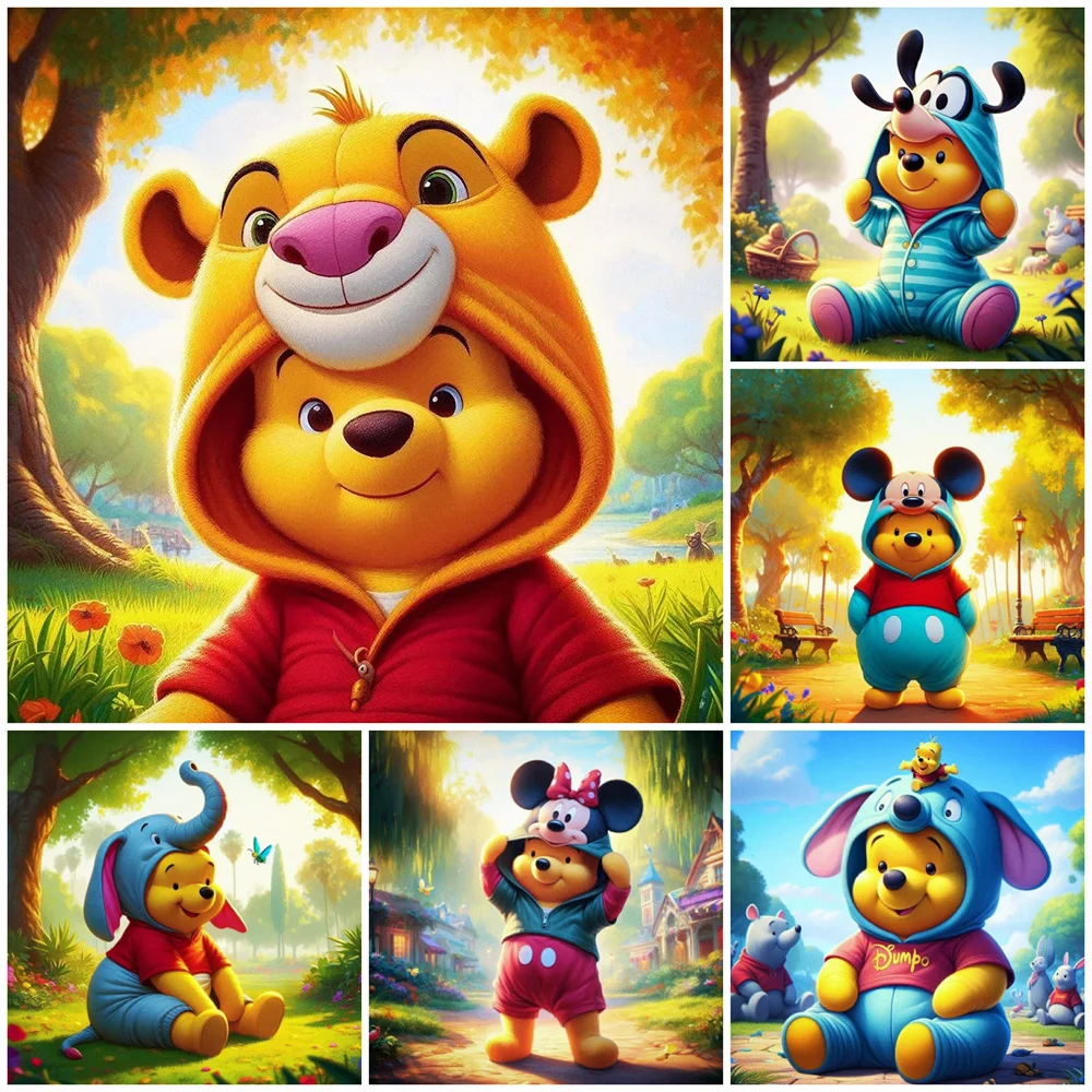 

Disney DIY Cartoon Diamond Painting Winnie Pooh Embroidery Mickey Minnie Mouse Mosaic Goofy 5D Cute New Year Home Decor