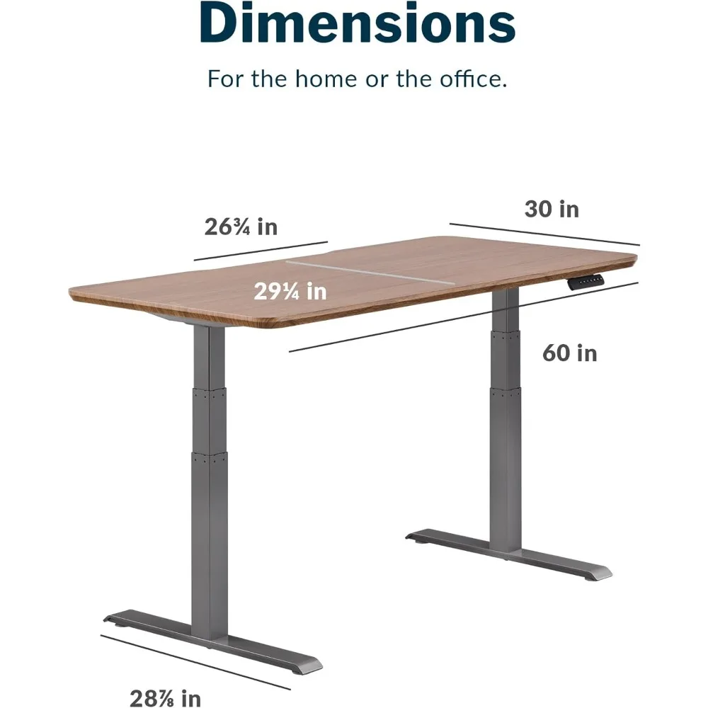 Electric Standing Desk - 60x30 desk, Adjustable Height Stand Up Desk - Dual Motor with Memory Presets