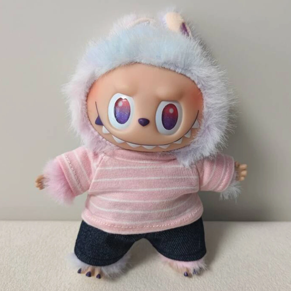 Decorative Striped Shirt for 15/17cm Labubu Doll Fashion Outfit Ropa Accessories