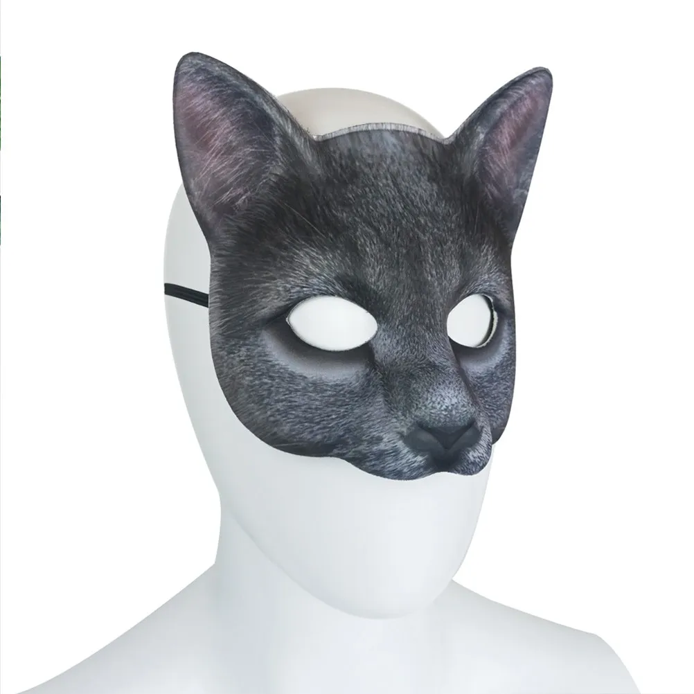 1Pcs Blue Cat Mask Half Eyes Design Unisex Eva and Fabric Material for Halloween Cosplay Masquerade Banquet Dance Festival