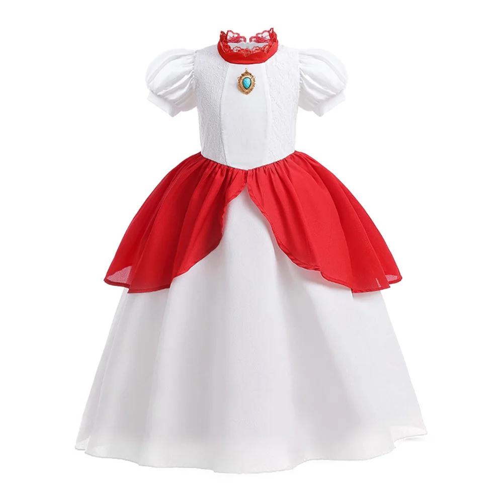 Peach Princess Cosplay Dress For Girls Fancy Children Halloween Carnival Party Dresses Kids Birthday Wedding Performace Costume