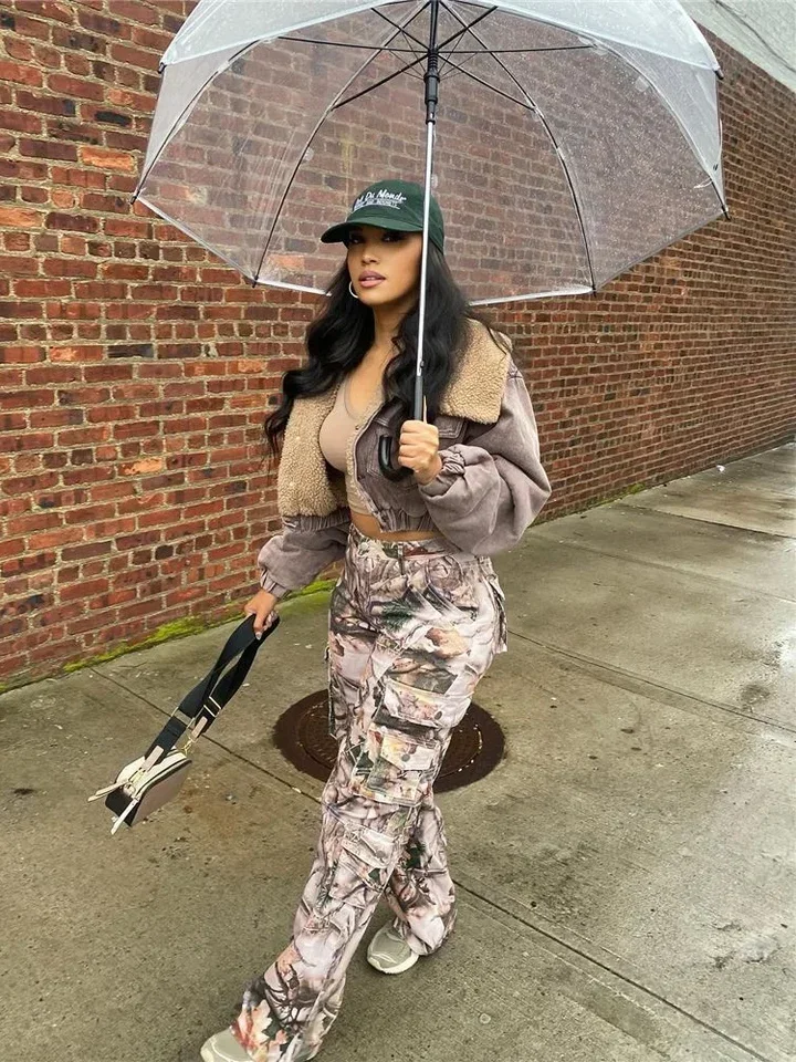 Summer Outfits Clothes Streetwear Loose Pants For Women Trousers High Waist Pockets Baggy Cargo Pants Print Trousers