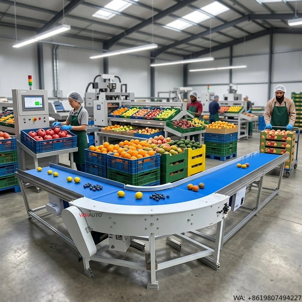 Modular Food Grade Belt Conveyor 90° Curve Turn Adjustable Height Aluminum Frame Plug & Play Drive for Production Line