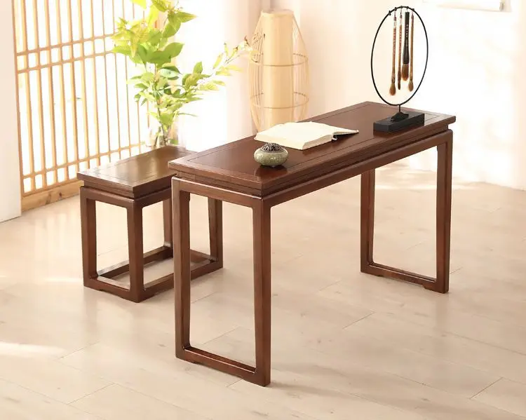 New Chinese-style old elm simple table, guqin table, solid wood Sinology calligraphy table