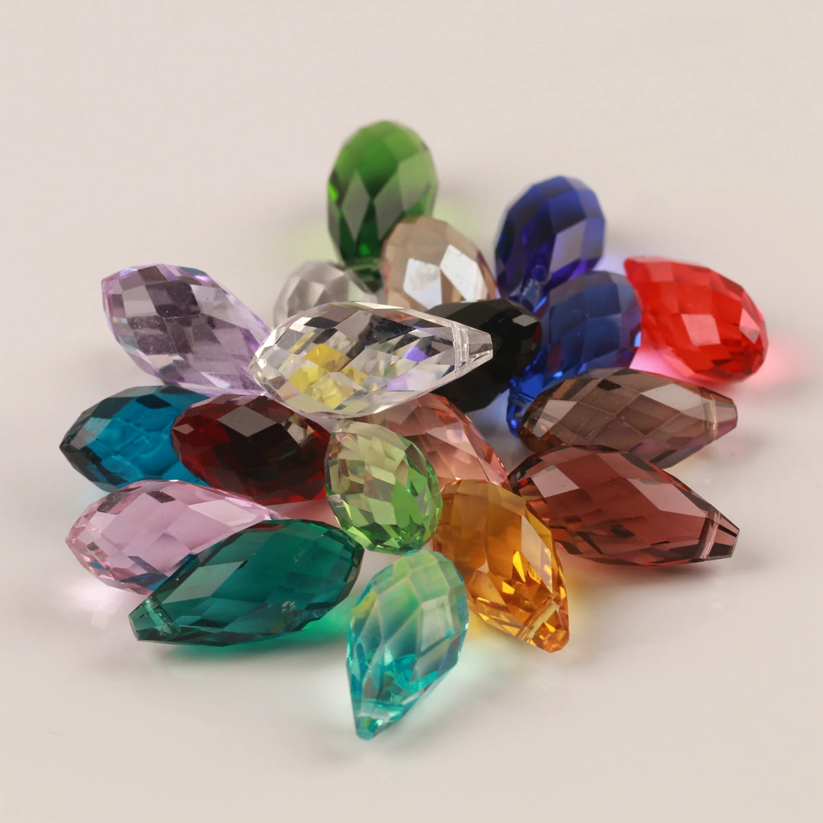 12X25mm Pure Color & Plated Color Teardrop Faceted Crystal Glass Top Drilled Pendant Drops Loose Beads For Jewelry Making DIY