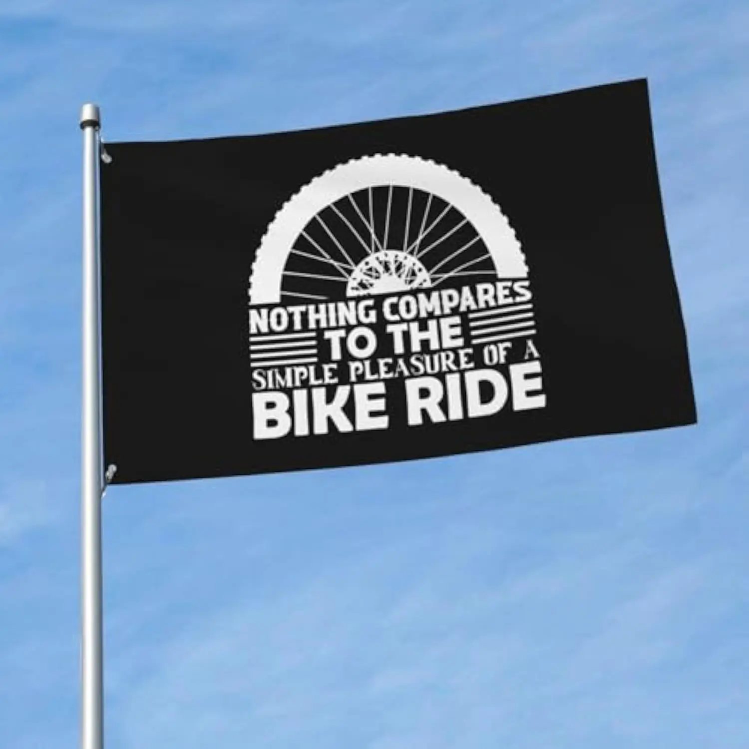 Bicycle Wheel Quote Flag Lightweight Polyester Banner Simple Pleasure Bike Ride Outdoor Decoration