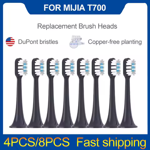8PCS Replacement Brush Heads For XIAOMI MIJIA T700 Sonic Electric Toothbrush Dupont Bristle with Caps Sealed Pack