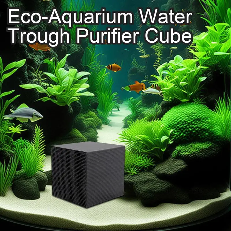 Water Trough Purifier Cube, Activated Carbon Water Purifier Cube Filter for Aquarium, Ponds, Fish Tank Water Purification