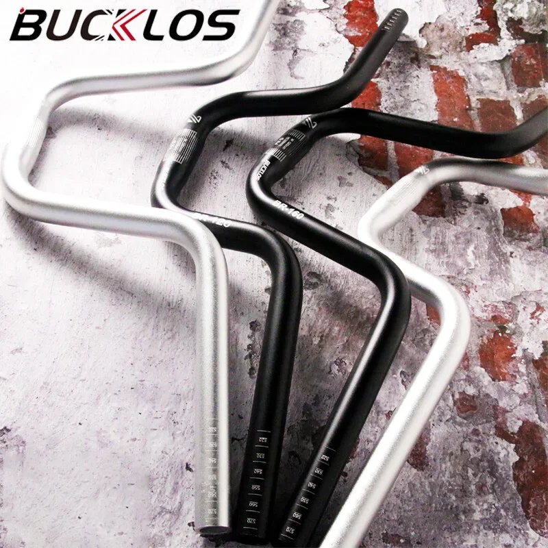 BUCKLOS High-Rise-Lenker 25,4x580mm Klappfahrrad Aluminium Riser-Lenker 120/160mm Ultraleichter MTB U-förmiger Lenker