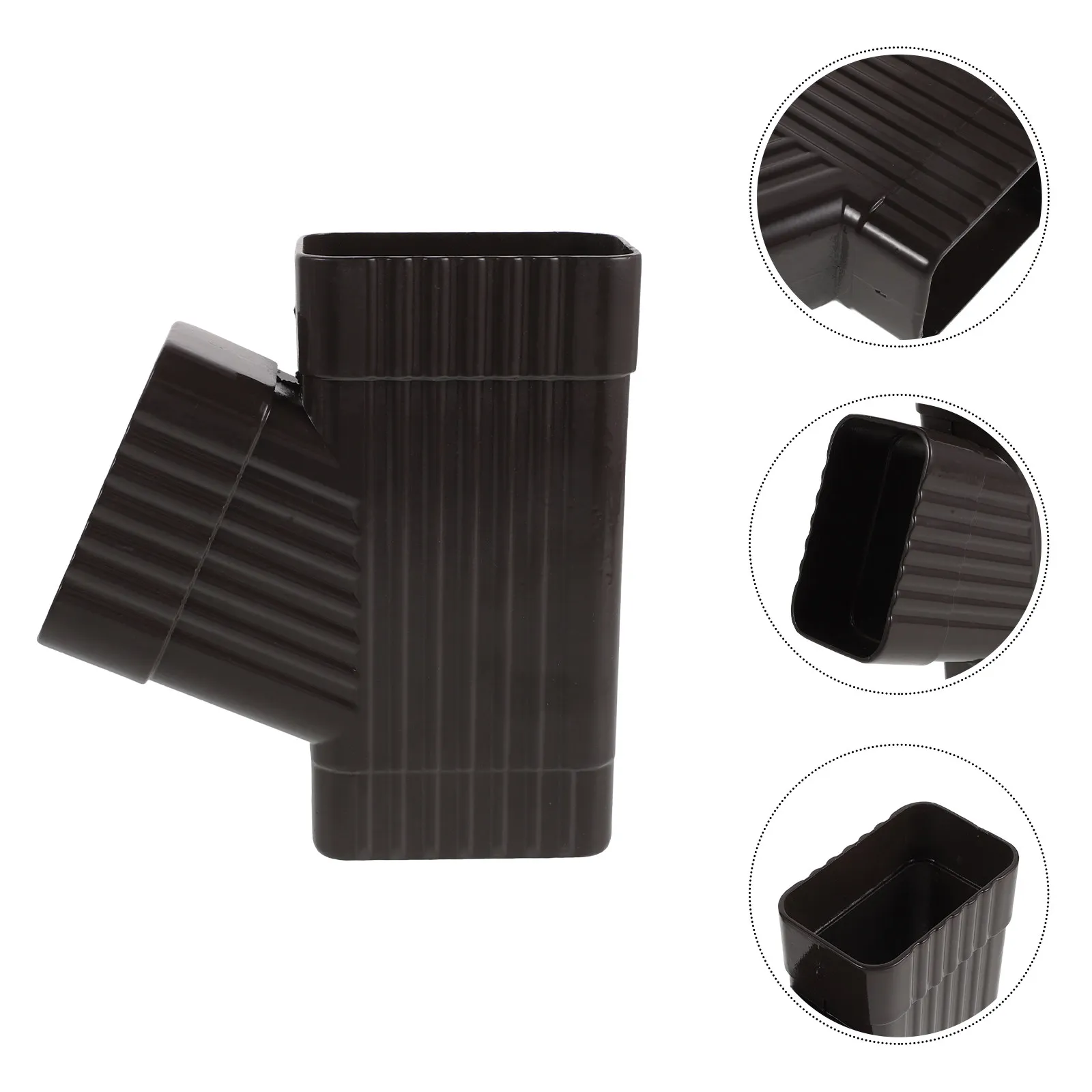 Rainwater Pipe Branch Connector Aluminum Angled Downspout Tee Fitting Coffee Color Replacement Elbow Adapter Fits 2x3.15 Inch