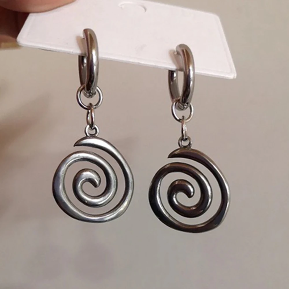 Brincos redondos de metal cor prata étnica personalidade retro geometria fazer brincos pendurados em espiral antigos para acessórios femininos