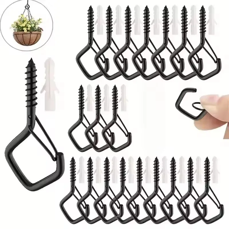 1/10Pc Square Snap Safety Hooks with Safety Buckle Multifunctional Sturdy Anti-Drop Windproof Hanger Hooks for Bonsai Home Decor