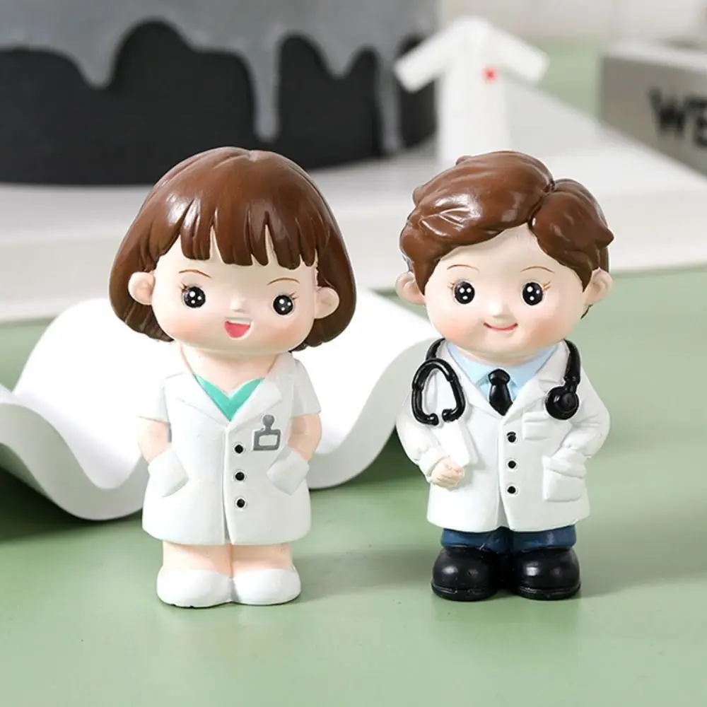 Simple Cartoon Doctor Nurse Figurine Handmade Cute Doctor Model DlY Landscaping Nurse Baking Cake Ornaments Home Decor