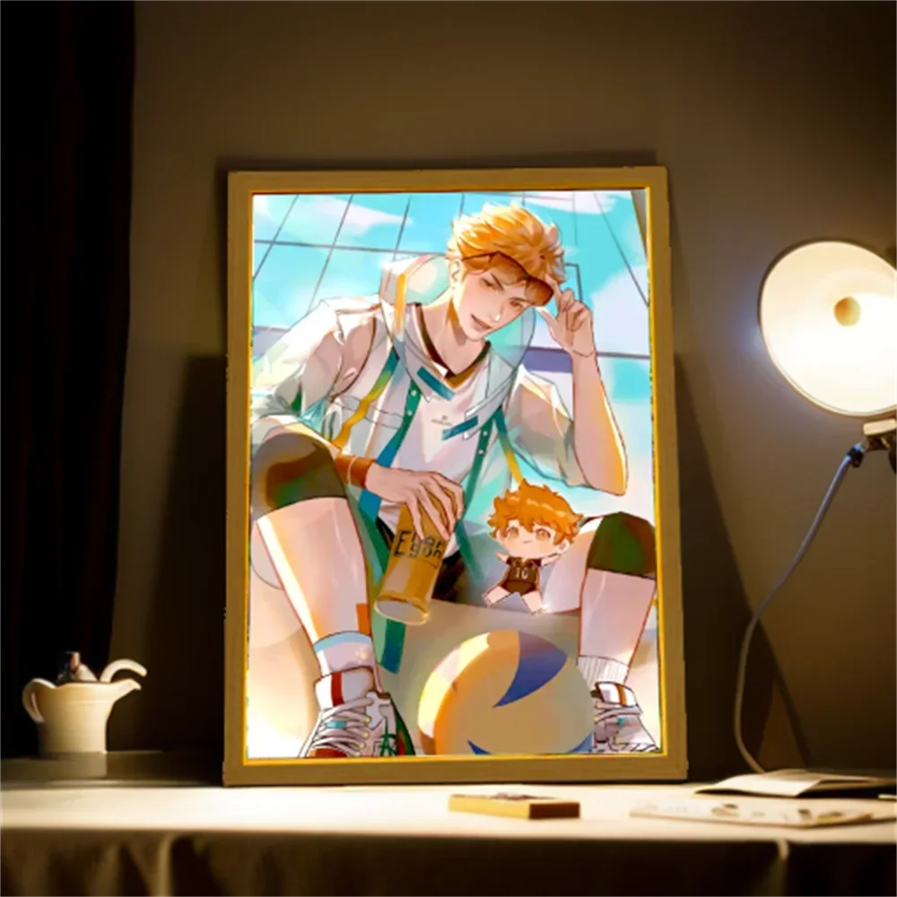 

Light Painting Picture Frame Anime Figures Haikyuu!! Shoyo Hinata Led Night Lights Bedroom Home Decorative Kids Gift Moon Lamps