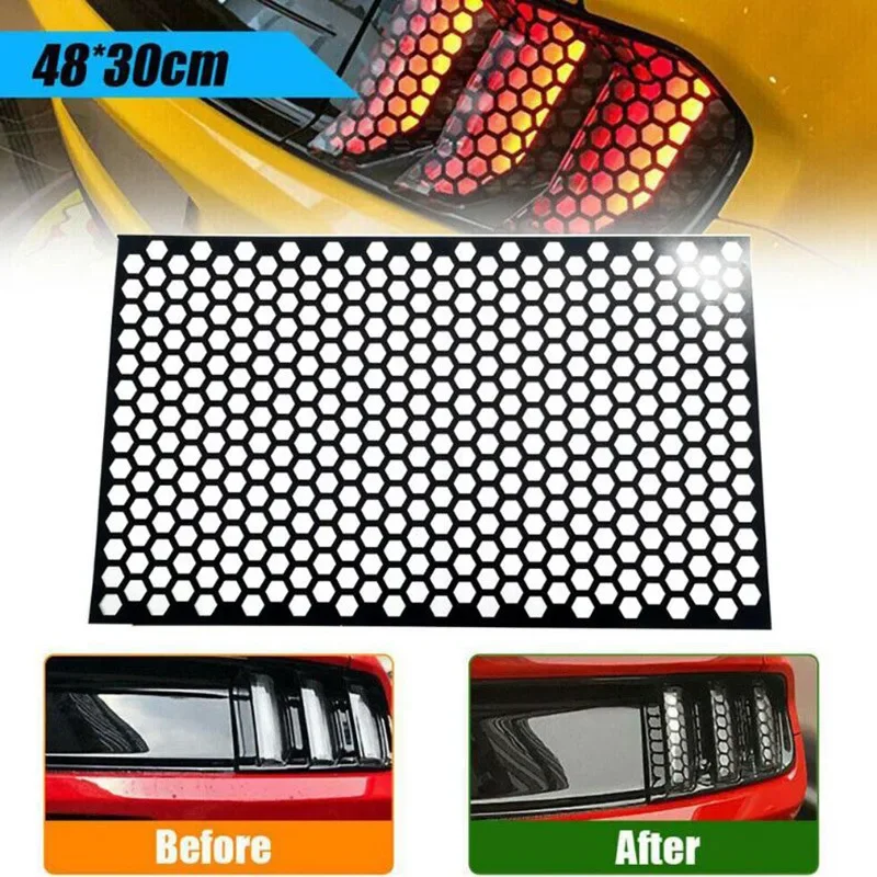 Car Rear Taillight Honeycomb Car Sticker Fashionable Taillight Black Fog Light Smoke Film Decal Sticker for Ford Mustang