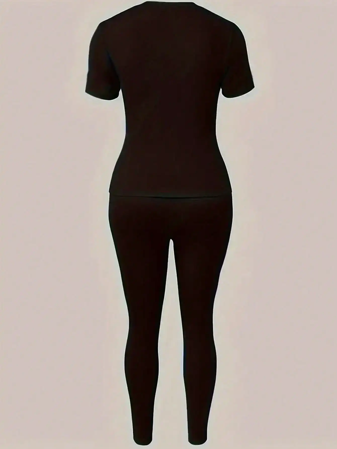 Set da 2 pezzi con stampa romantica di Parigi: maglietta a maniche corte e leggings da donna, completo estivo casual