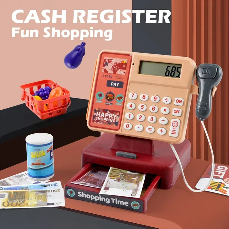 Supermarket Cash Register Simulation Electric  Pretend Play House Toy Multifunctional Parent-Child Interactive Birthday Gifts