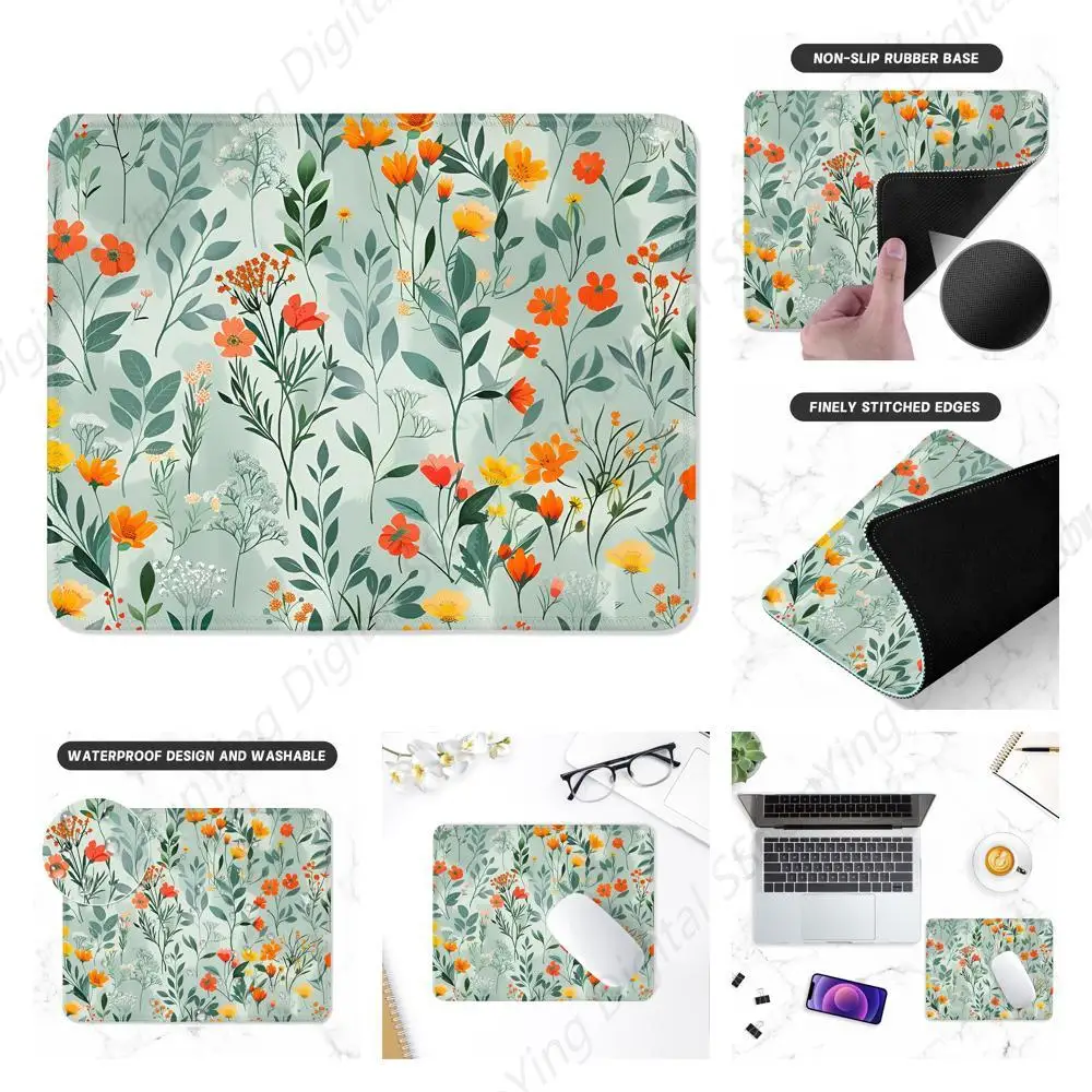 Desktop Mouse Pad With Anti Slip Rubber Stitching Edge High-End Texture Laptop Gaming Mouse Pad Beautiful Flower Pattern