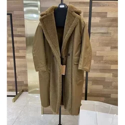 High Quality Women Coat Winter New Fashion 26% Real Sheep Wool Jacket 62%Alpaca 12%Silk Long Clothes 1951 Pattern Thick Warm