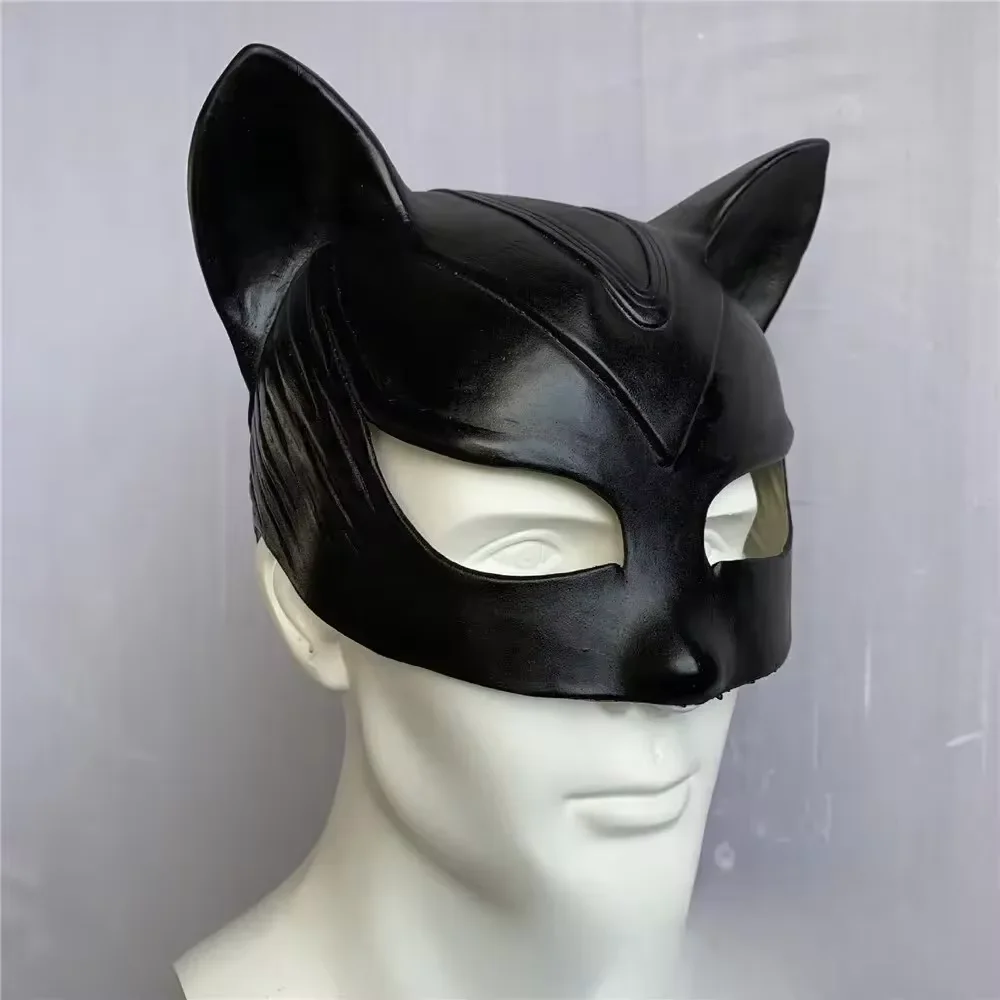 1PC Cat Girl Mask Night Killer Cat Mask Cosplay Half Face Latex Mask Halloween Sexy Cat Woman Party Superhero Movie Costume Prop