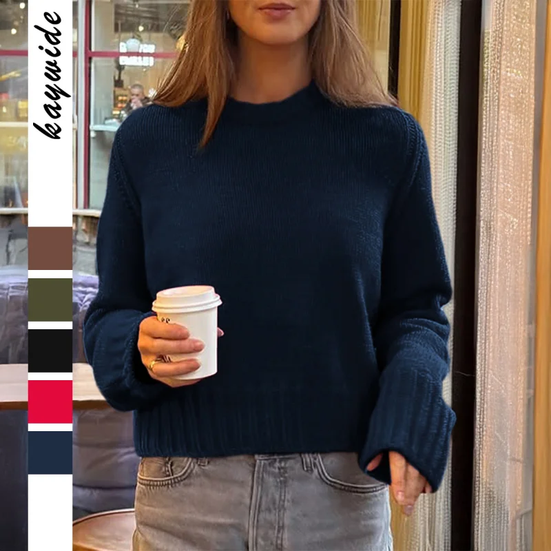 

Casual Versatile Long-sleeved Woolen T-shirt Sweater for Women 2025 Autumn and Winter