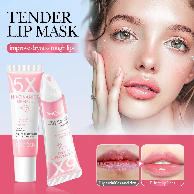 SADOER 5x Niacinamide Lip Care Tint Moisturizing Lip Balm & Anti-Chap Lip Mask Ceramide Lip Balm Vitamin C Lipstick Cute Makeup