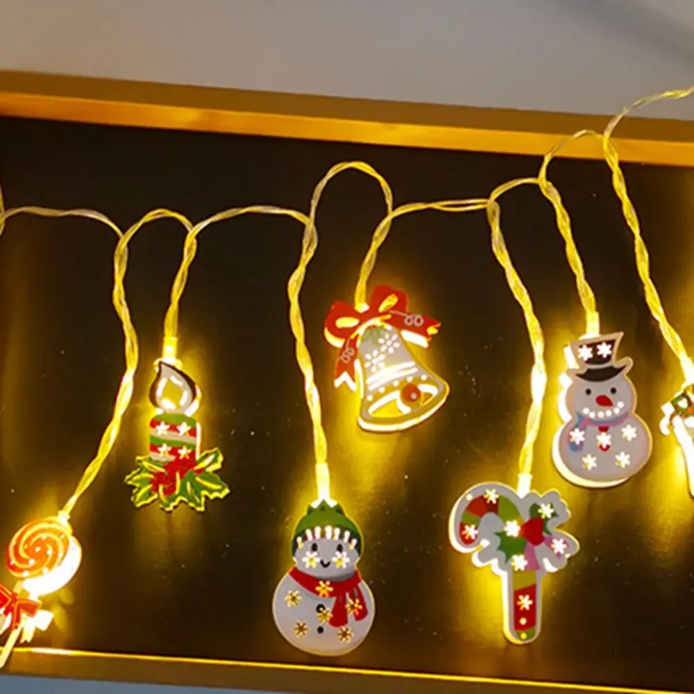Guirxiété Lumineuse de Noël, 10 Motifs de Noël, Art du Fer Kawaii, Guirxiété Lumineuse LED Portable Créative, 1.65m, 10 Lumières
