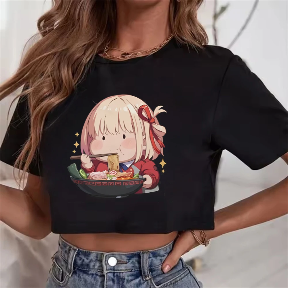 Lycoris Recoil crop top ladies japanese alternative  vintage t shirt y2k manga streetwear kawaii
