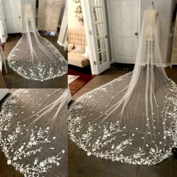 Cathedral Veil 500cm Length 300cm Long Wedding Veil Lace Appliques One-Layer Wedding Veils With Comb Bridal Veil