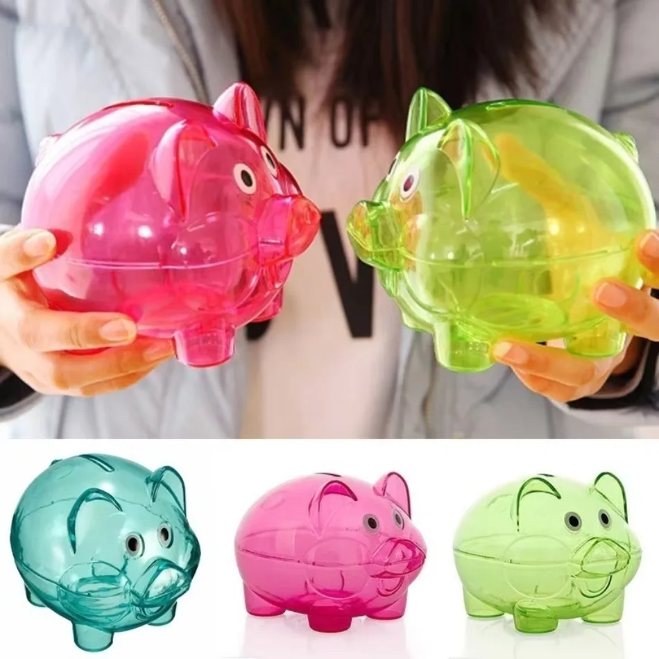 Creative New Clear Transparent Pig Plastic Piggy Money Bank Small Piggy Bank Money Boxes Storage Toy Home Decor Money Saving Box