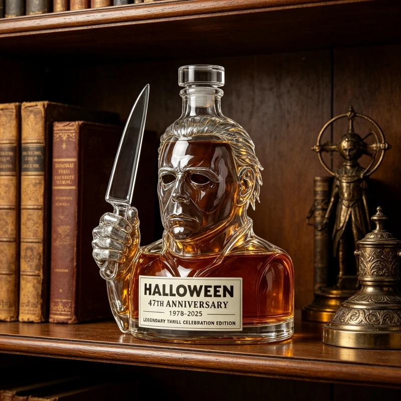 Halloween Michael Myers Whiskey Bottle Decanter 47th Anniversary Celebration Edition Collectible