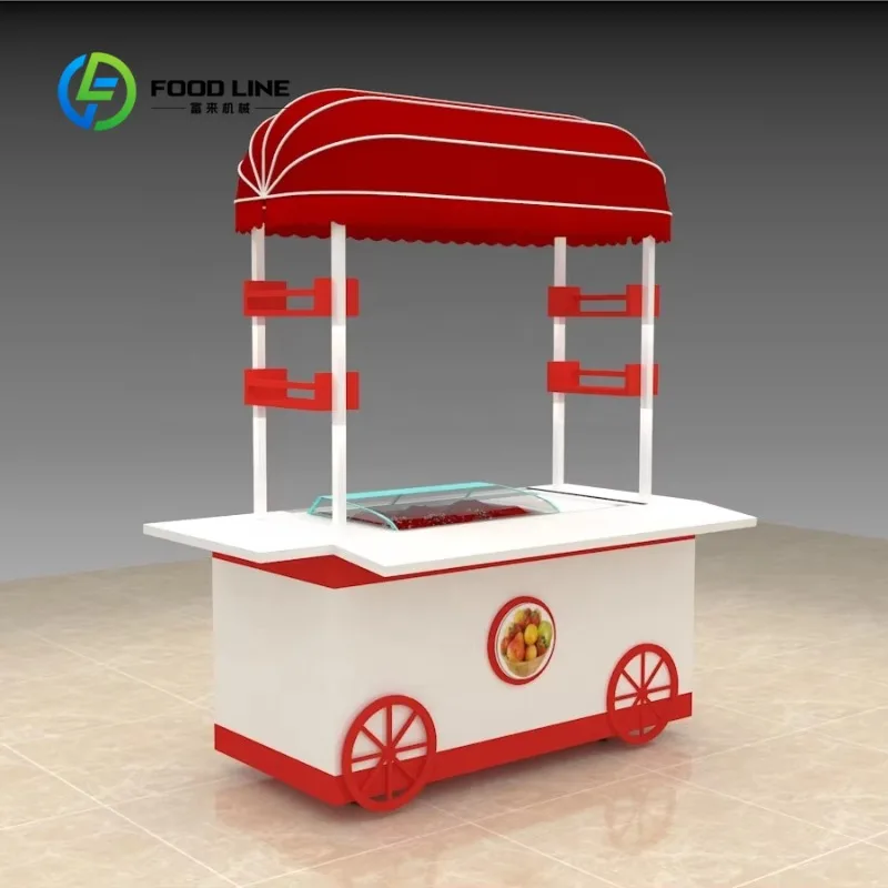 Catering Cart  Mobile Food Cart Ice Cream Truck Multi-function Hot Dog Food Cart Fresh Fruit Display Trolley Sale Customized