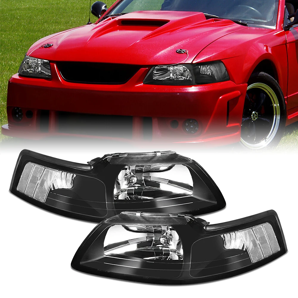 

2Pcs Headlights Headlamps Set Fit For 1999 2000 2001 2002 2003 2004 Ford Mustang Left+Right Car Lights YR3Z13008AA YR3Z13008BA