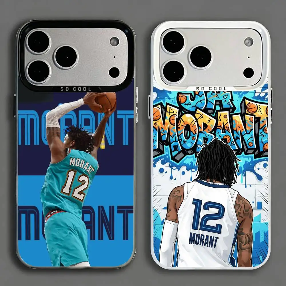 Чехол для телефона с изображением Джей Моранта (баскетбол) для iPhone 17, 16, 15, 14, 13, 12, 11, Mini, Pro, E, MAX, белый матовый, цвета конфет.