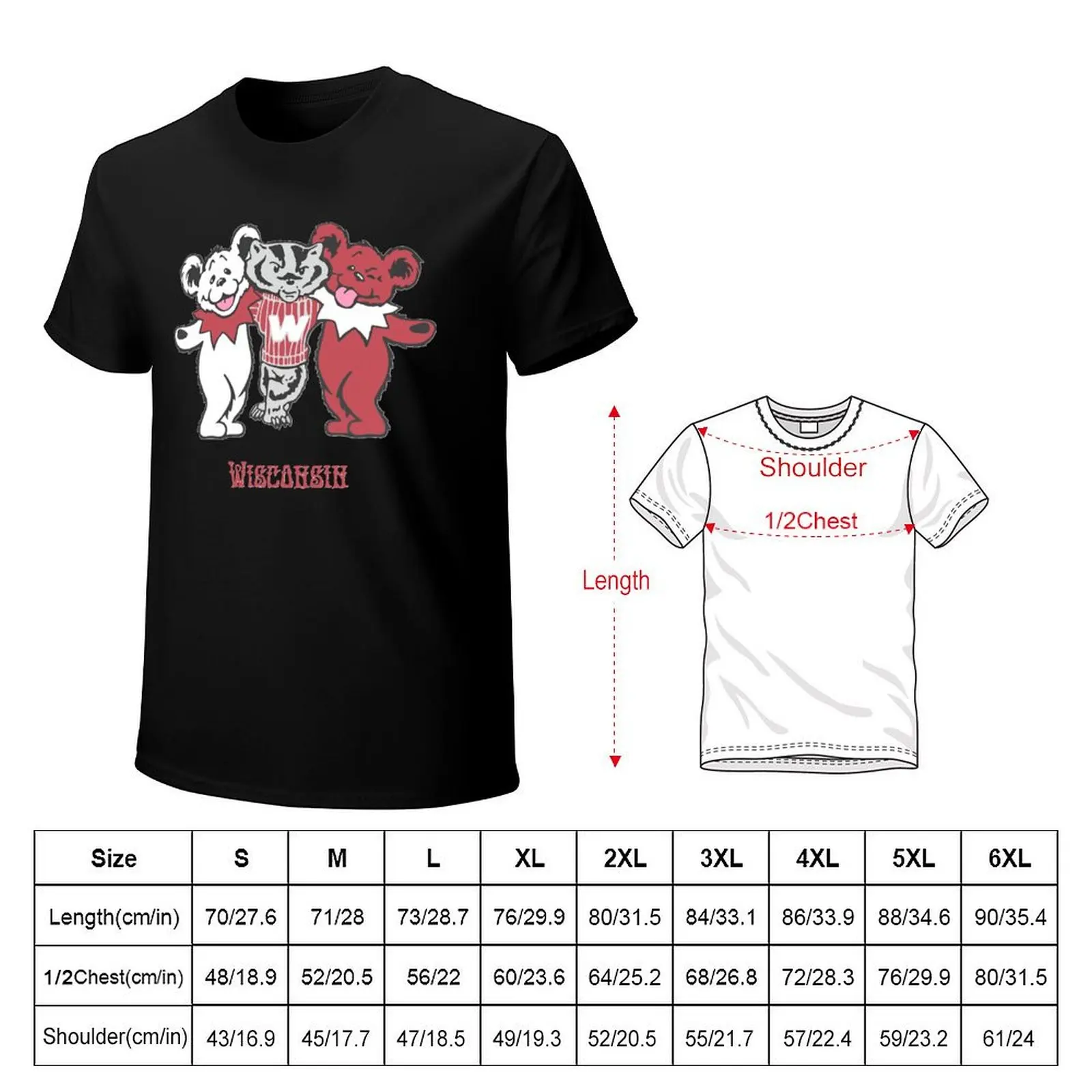 Bucky-and-Bears---University-of-Wisconsin-Madison-Classic-T-Shirt Large Size Casual Tee Shirt