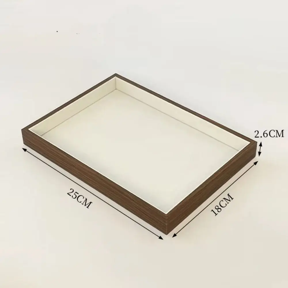 Multi-Compartment Wooden Jewelry Display Tray Velvet Lining Flat Bottom High-end Necklace Organizer Space Saving Stackable