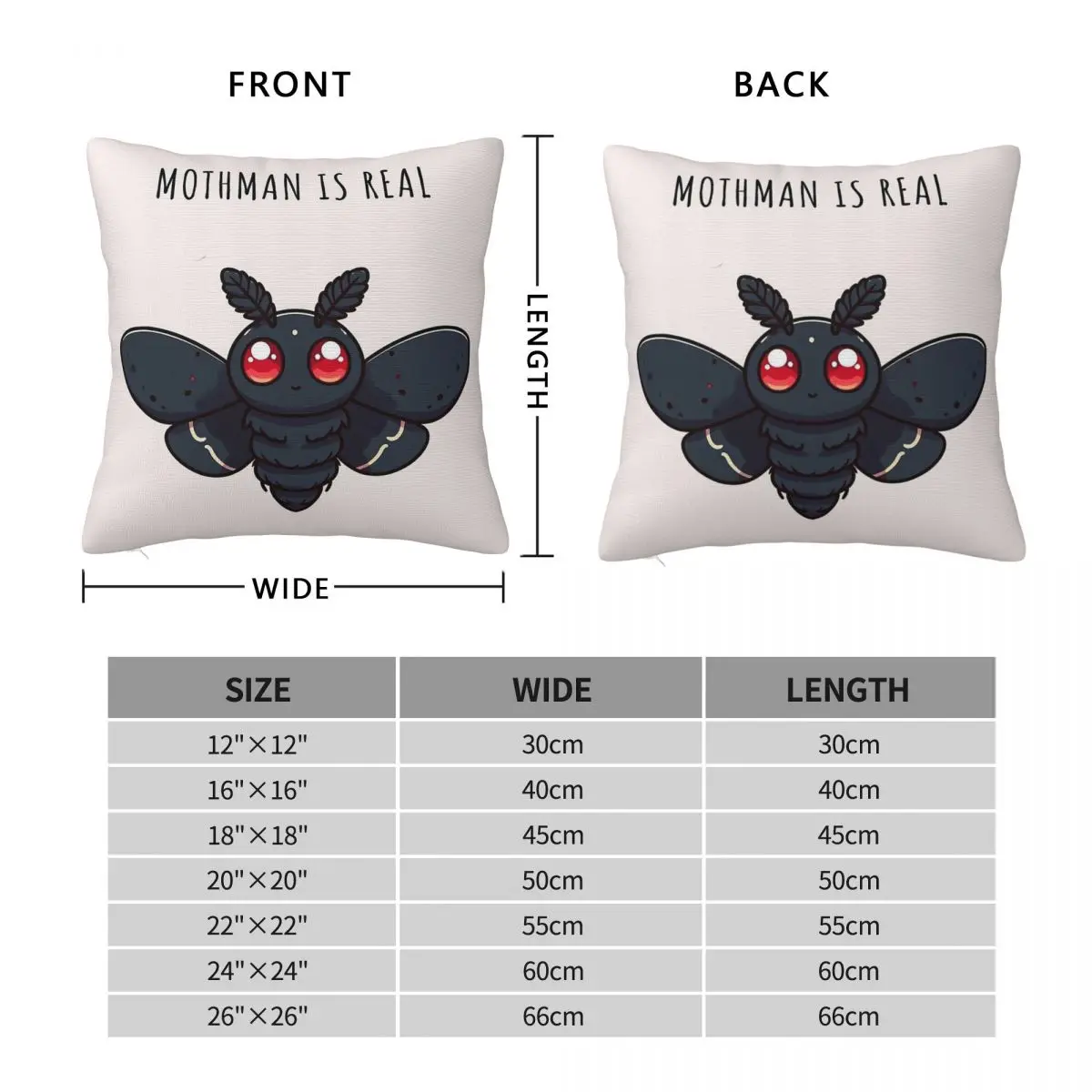 Moth Mothman Is Real Pillowcase Polyester Linen Velvet Printed Zip Decor Pillow Case Sofa Seater Cushion Cover