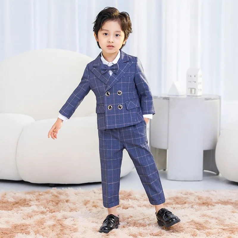 Hanbok Style Checkered Baby Boy Blazer Set 1st Birthday Suit Formal Occasion Toddler Suits for Wedding Performance