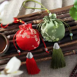 Chinese Style Jewelry Storage Bag Handmade Vintage Embroidery Sachet Lucky Tassel Drawstring Gift Bag Gift Brocade Hanging Decor