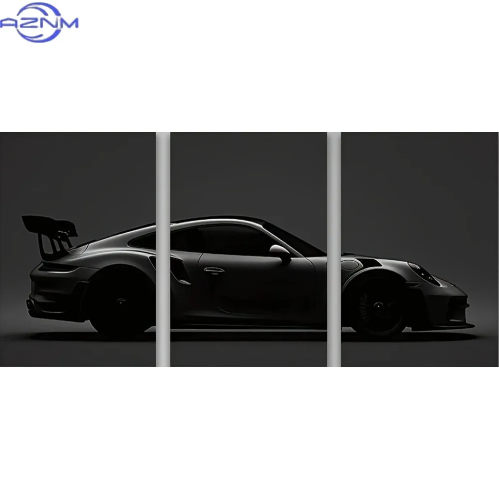3pcs 2D Flat Classic Black Sports Art Canvas Prints,  Modern Art, Home Decor, Wall Art, Room Decor, High-Definition Print, Moder