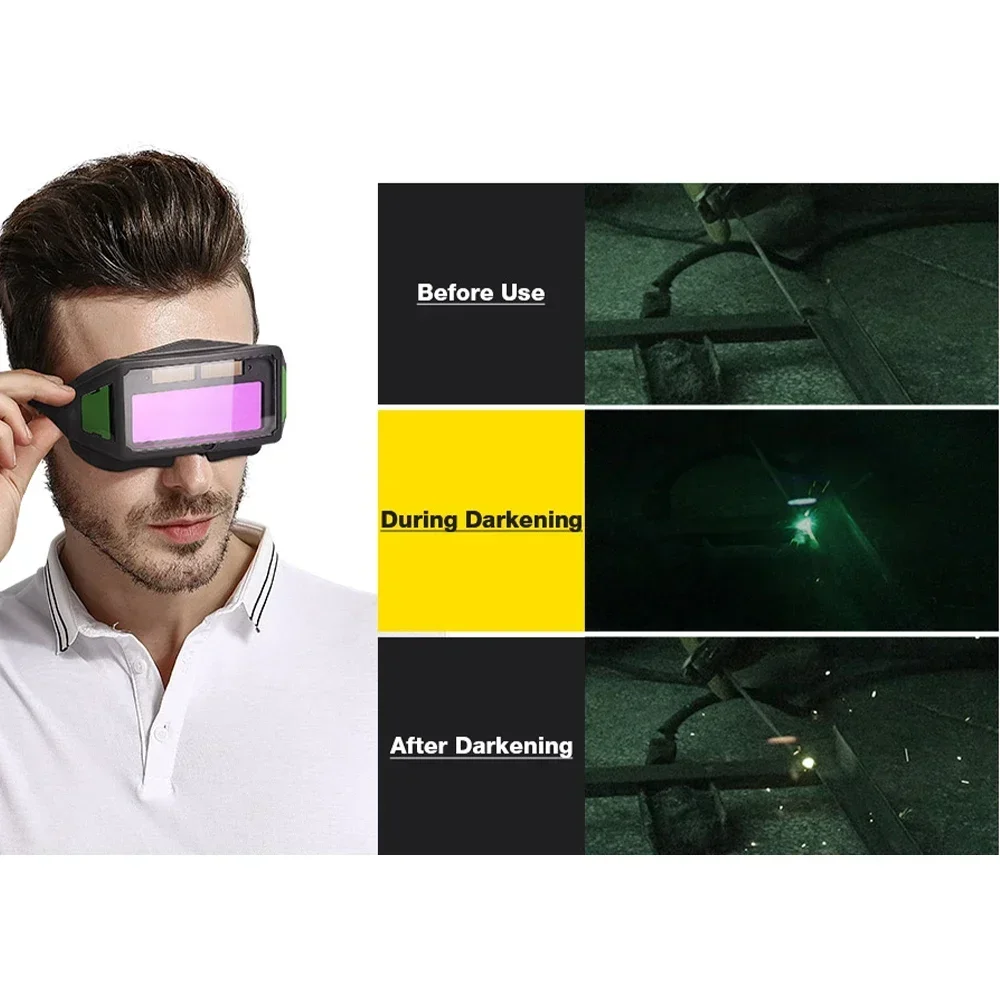 Óculos de soldagem com escurecimento automático, óculos com lentes que trocam de luz, escurecimento automático, proteção dos olhos