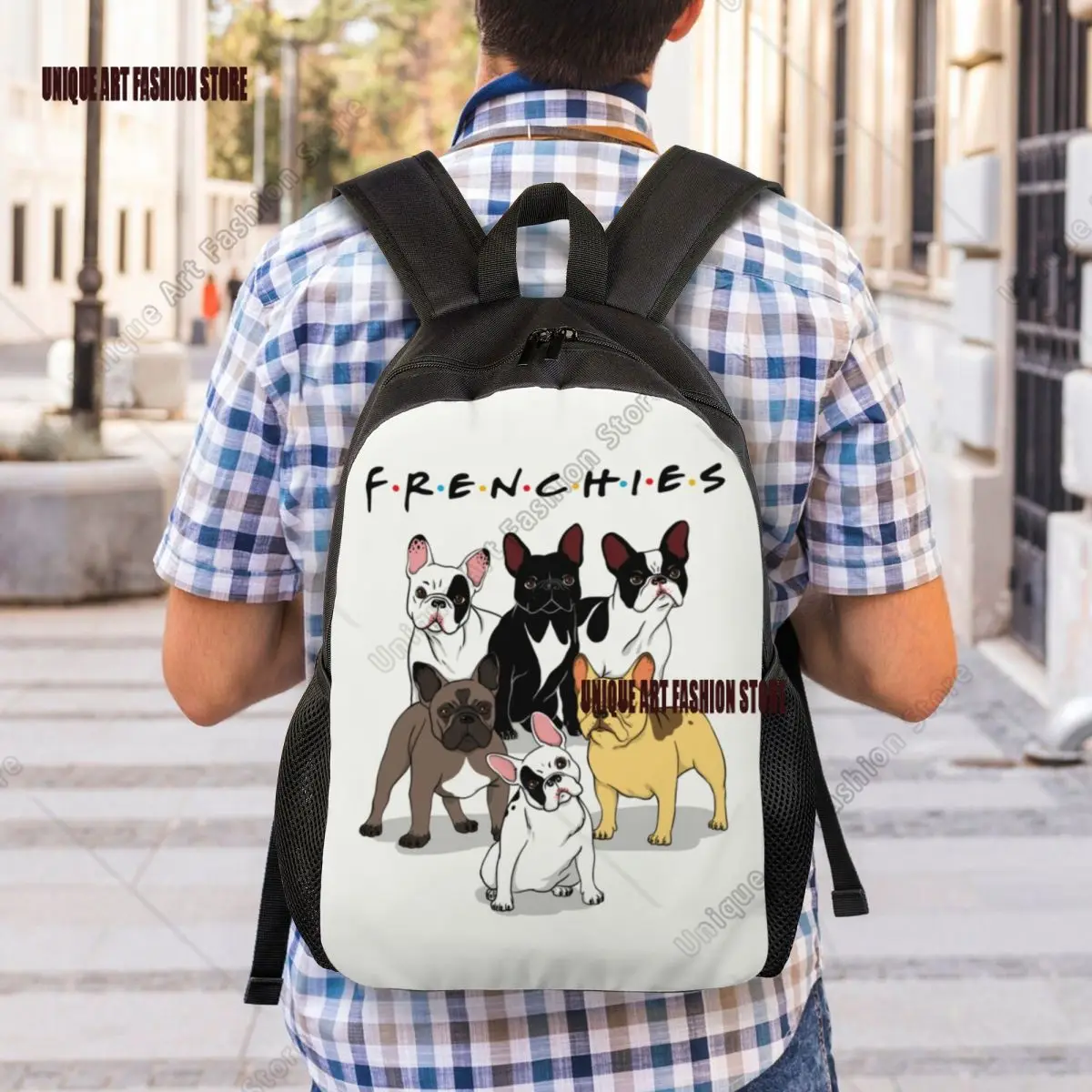 Zaino personalizzato Bulldog francese Uomo Donna Bookbag di base per borse per cani da compagnia per animali Frenchie della scuola universitaria