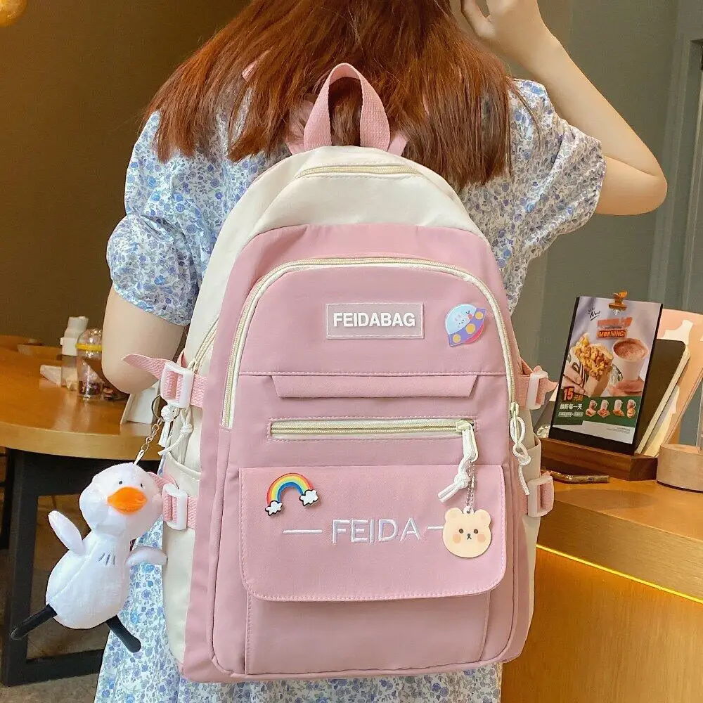 School Ladies Cool Harajuku Bag Girl Nylon Kawaii Backpack Waterproof Student Laptop Female Book Bag Fashion Cute Women Backpack