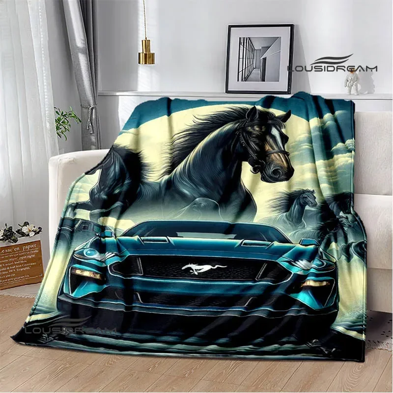 Manta estampada con logotipo de coche M-Mustang en 3D, mantas cálidas de franela, manta suave y cómoda, revestimientos de cama, cubre cama, regalo de cumpleaños