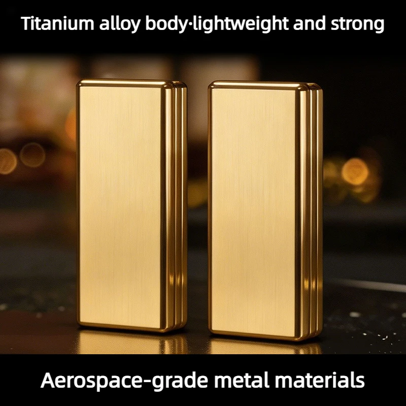 SJYEDC Little Gold Bar TC4 Titanium Alloy Mechanical Direct Push Dense Ratchet Finger Push Card Decompression Toy