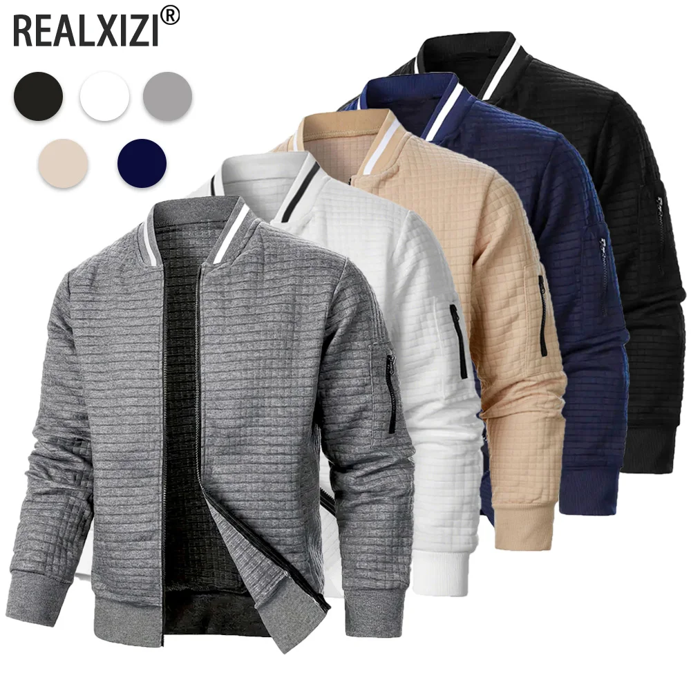 Autumn Winter Man Leisure Jacket Solid Color Zipper Baseball Coat Fashion Business Casual Slim Overcoat Windproof Men Clothing