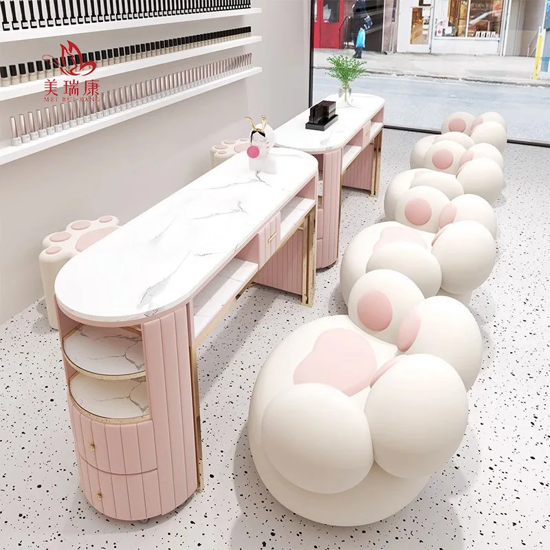 

Nordic leisure rock slab manicure table and chair set manicure shop single double manicure table special